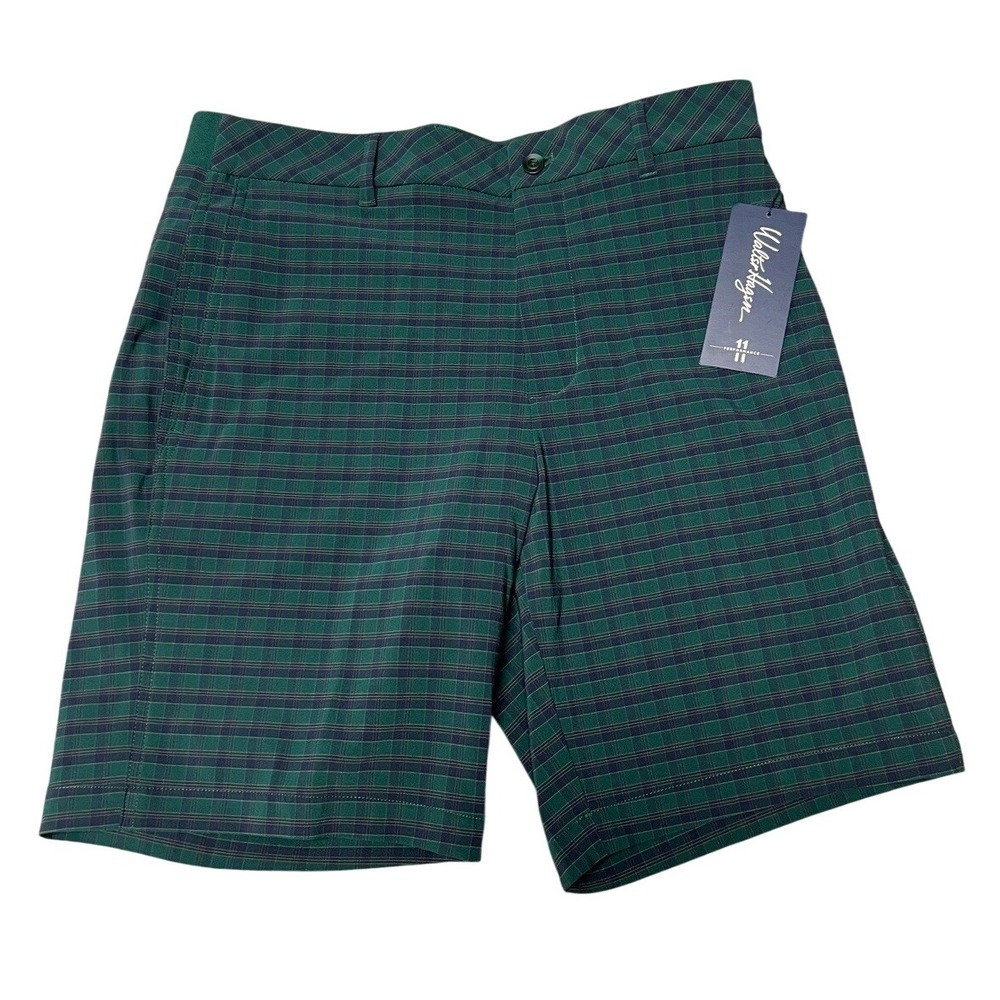 Walter Hagen Performance 11 Pure Short Golf Shorts Men 30 Green Navy Plaid